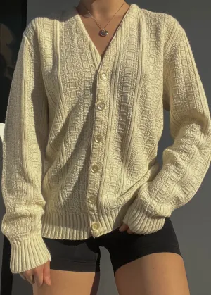 80's Cozy Cream Cardigan (M)