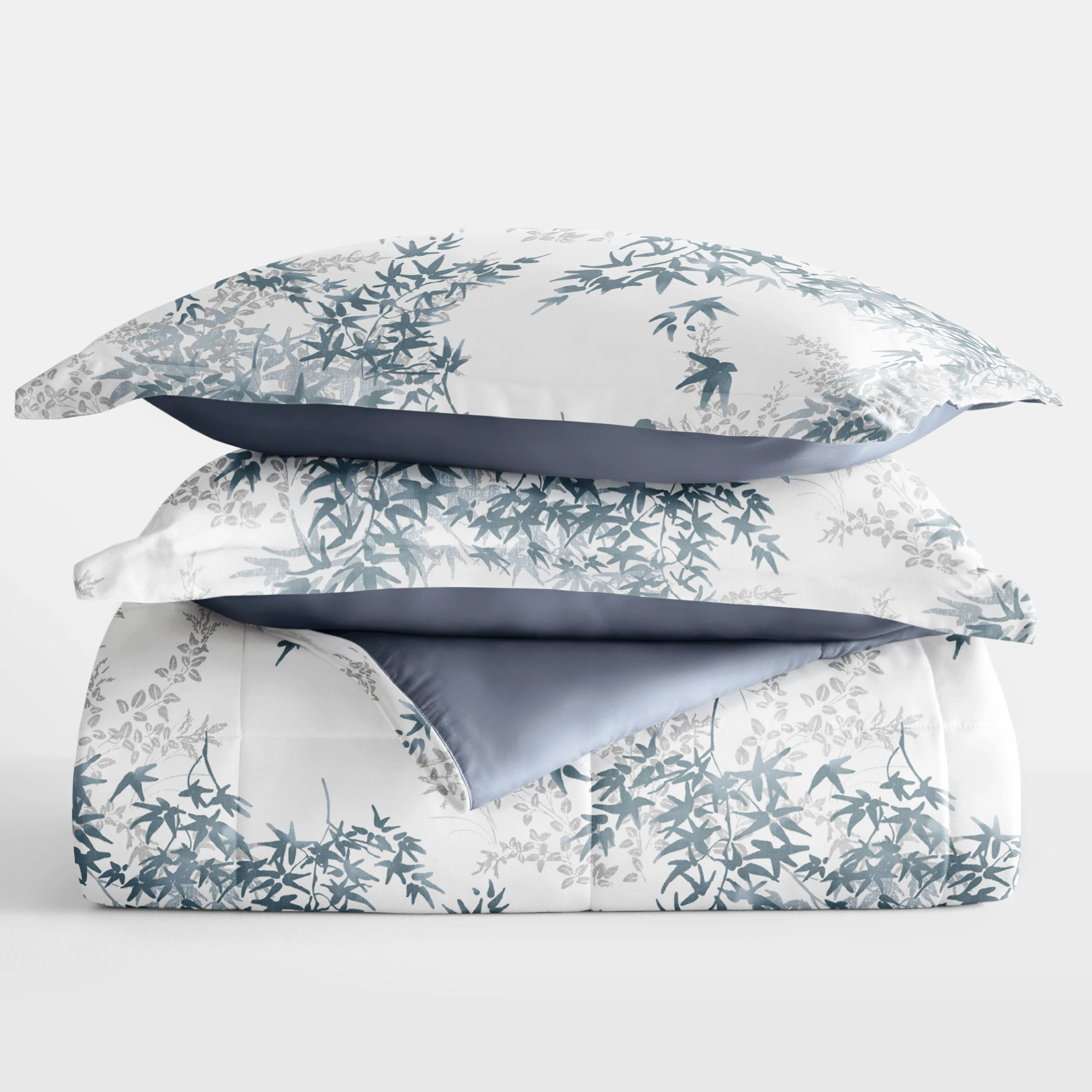 Bamboo Leaves Reversible Down-Alternative Comforter Set