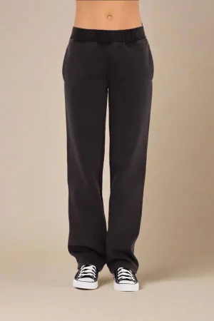 Black Elastic Waist Fleece Pants