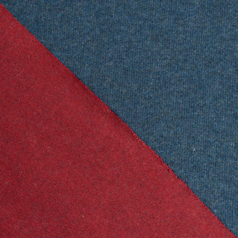 Blue & Maroon Double Faced Wool Jersey