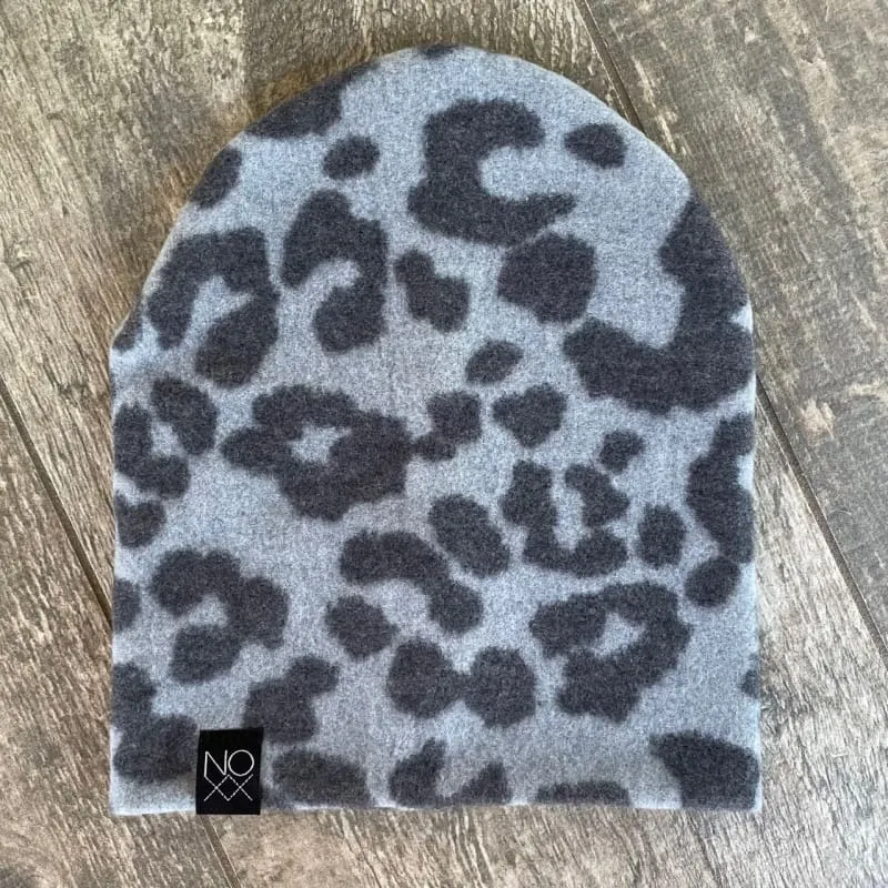 Blue Cheetah Print | Cozy Sweater Knit Beanie