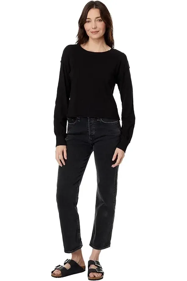 Bobi Cropped Boxy Long Sleeve Tee