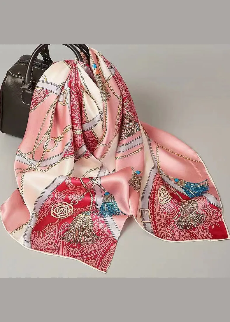 Boutique Pink Printed Comfortable Versatile Silk Scarf ML2313