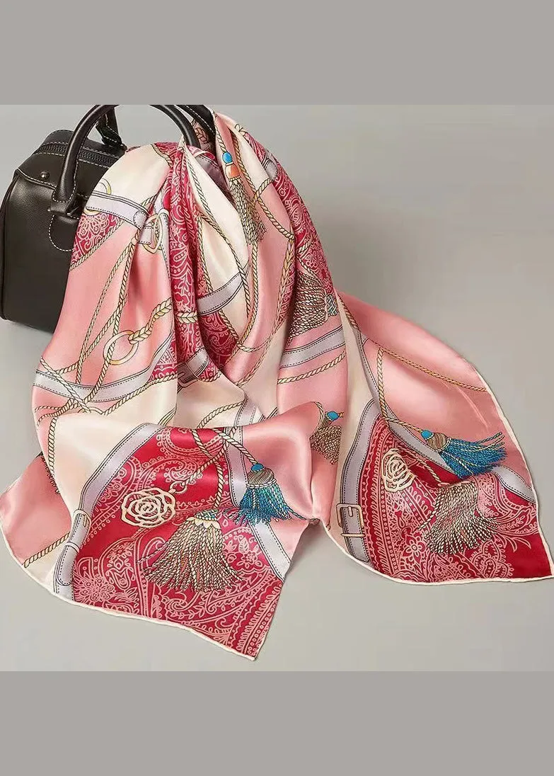 Boutique Pink Printed Comfortable Versatile Silk Scarf ML2313