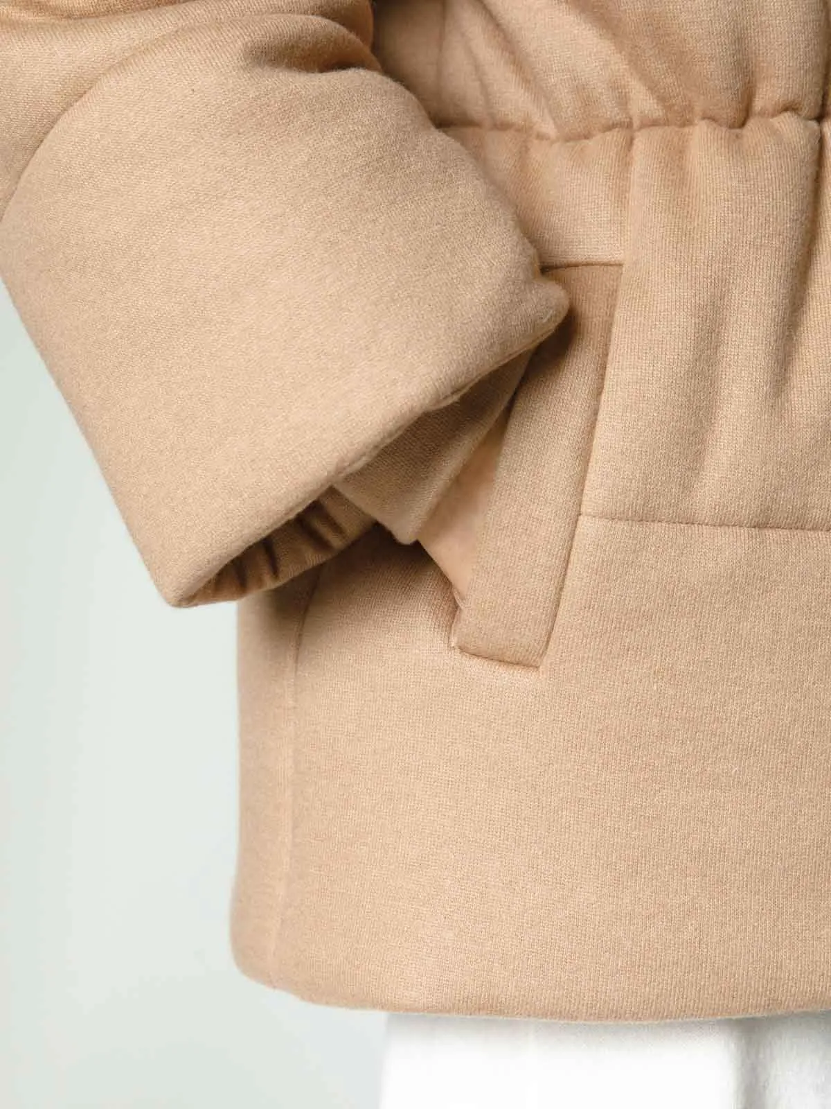 Camel color cashmere down jacket