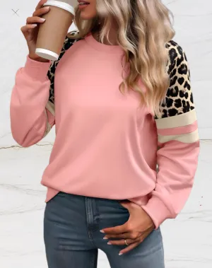 Chelsea - Women's Oversized Leopard Sweater with White Stripes