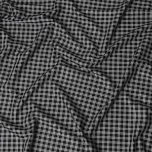 Classic Black and White Gingham Cotton Shirting Fabric, Satin Finish, 150 cm Wide-D19193