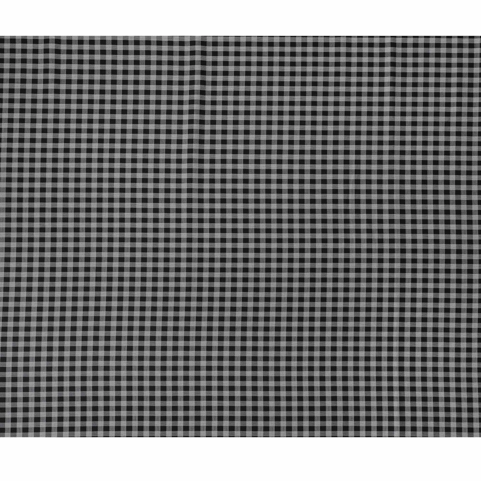 Classic Black and White Gingham Cotton Shirting Fabric, Satin Finish, 150 cm Wide-D19193