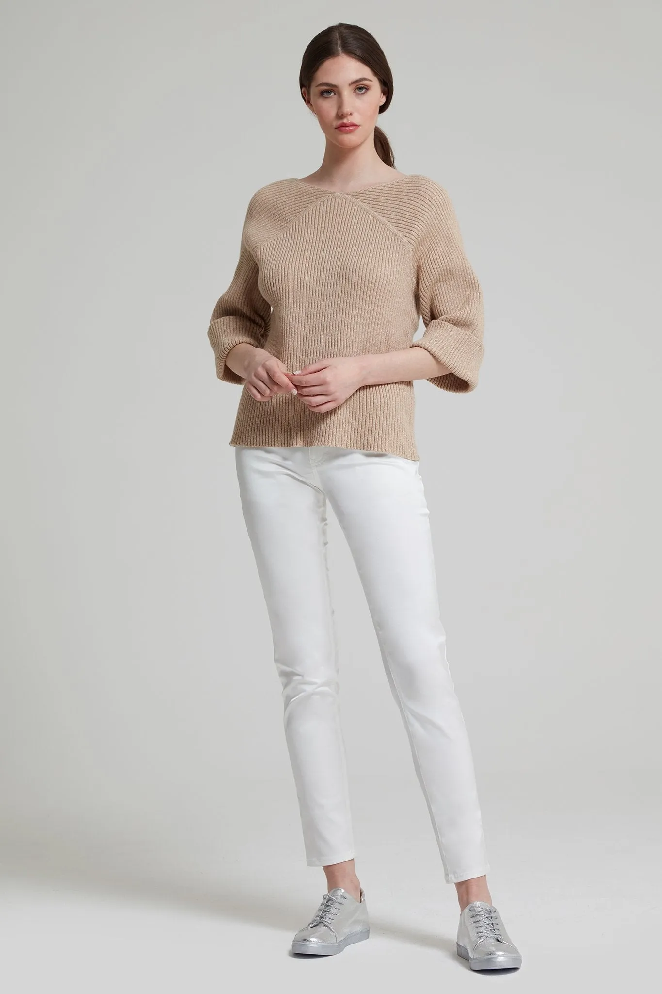 Cotton Blend Ribbed Sweater