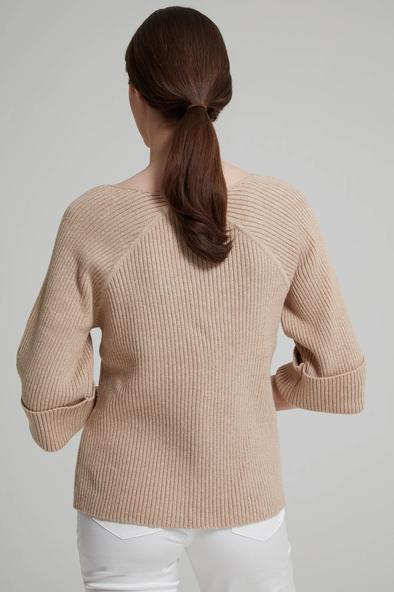 Cotton Blend Ribbed Sweater