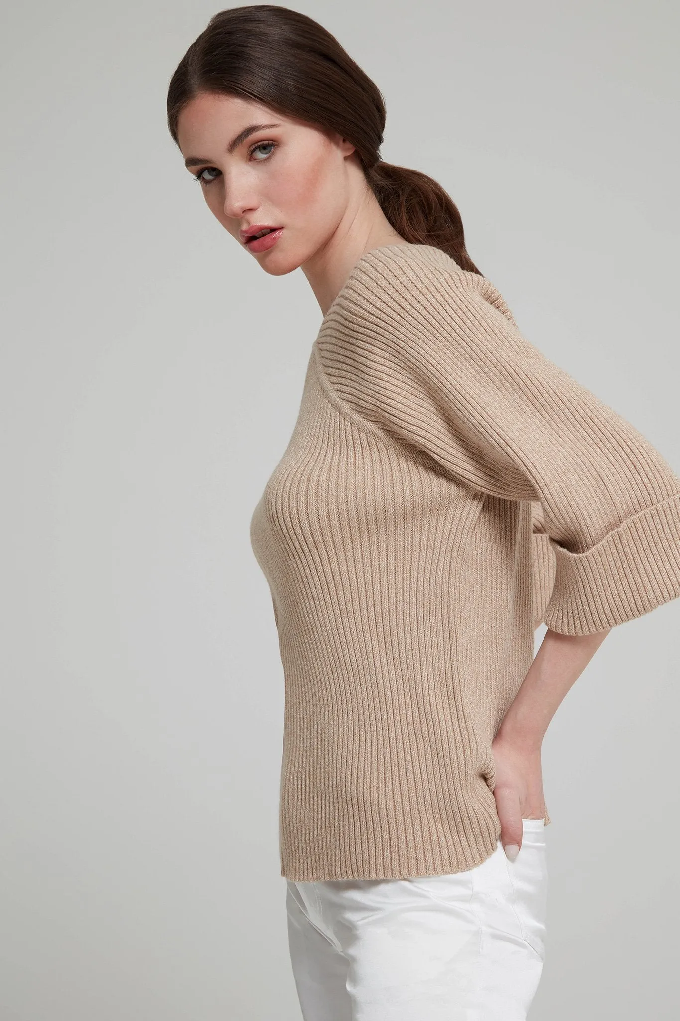 Cotton Blend Ribbed Sweater