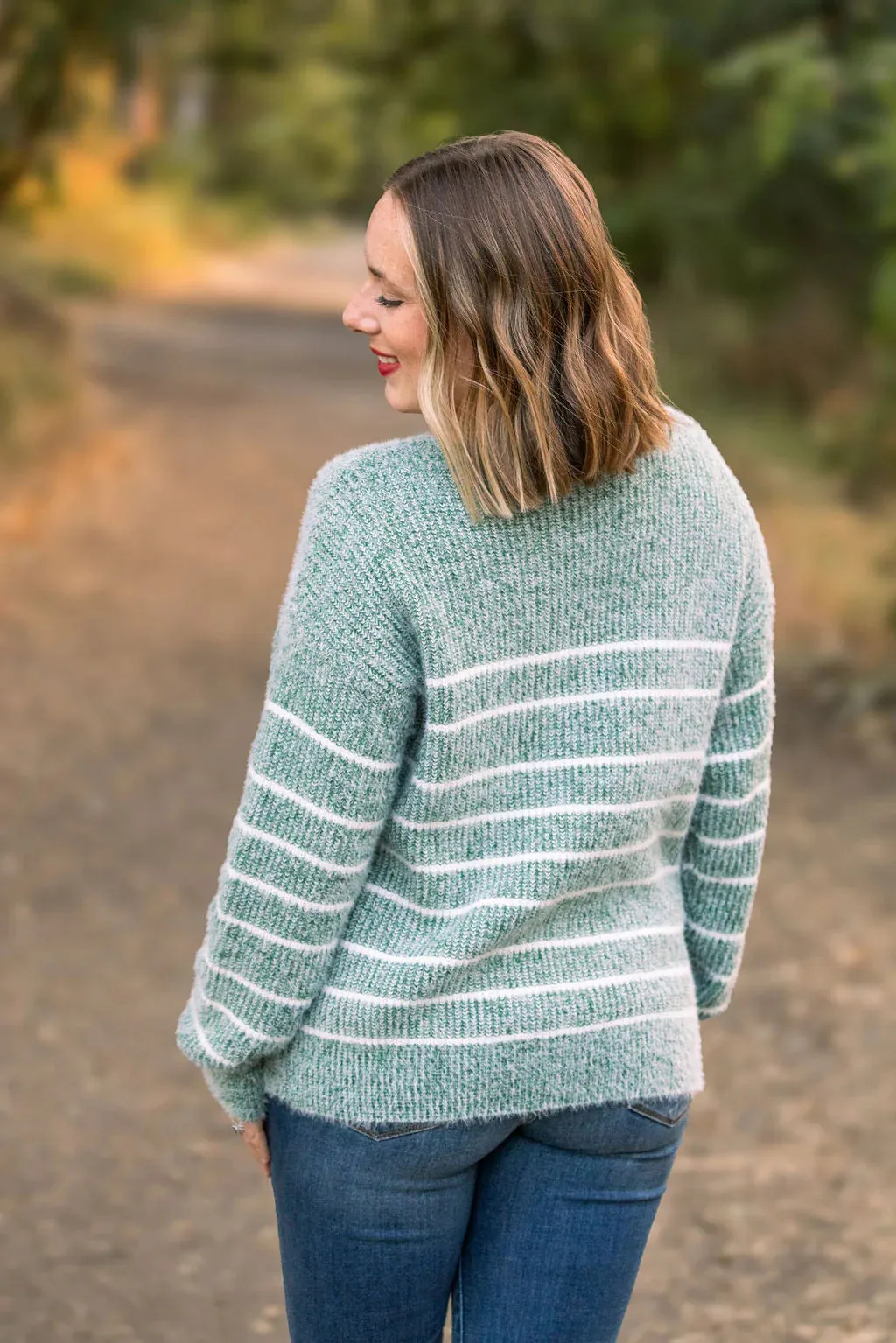 Cozy Striped Sweater - Green