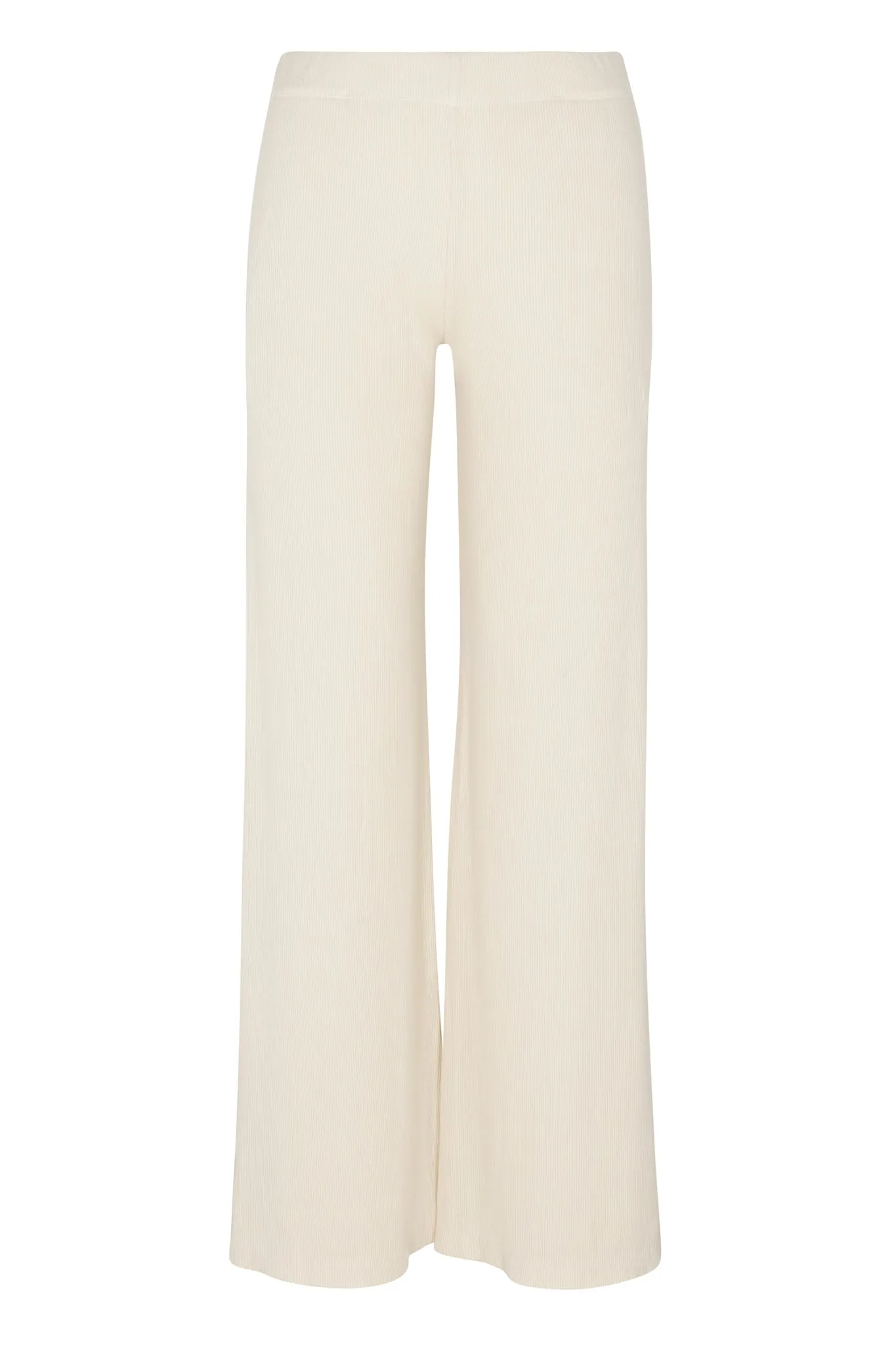 Creme Rib Wide Leg Pants