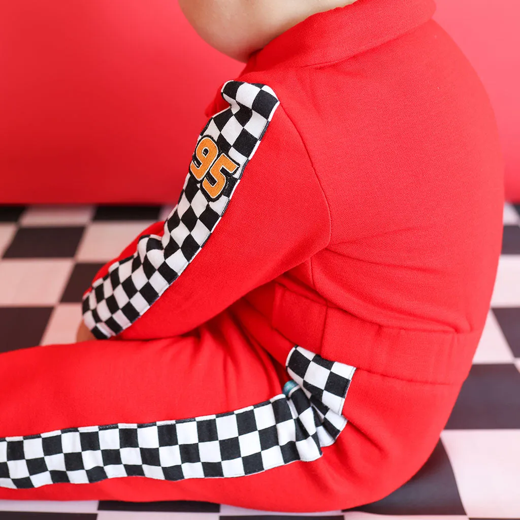 Disney Racing Red Fleece Racing Jumpsuit