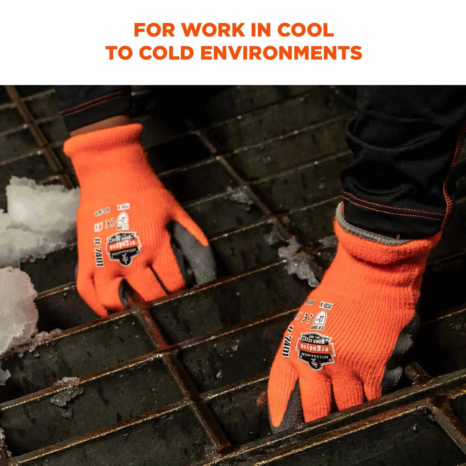 Ergodyne 17894 7401-CASE L Orange Coated Lightweight Winter Gloves 144-Pair