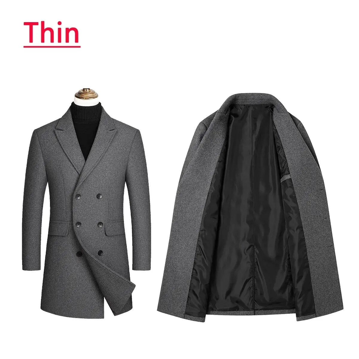 Extra Long Male Wool Trench Coat