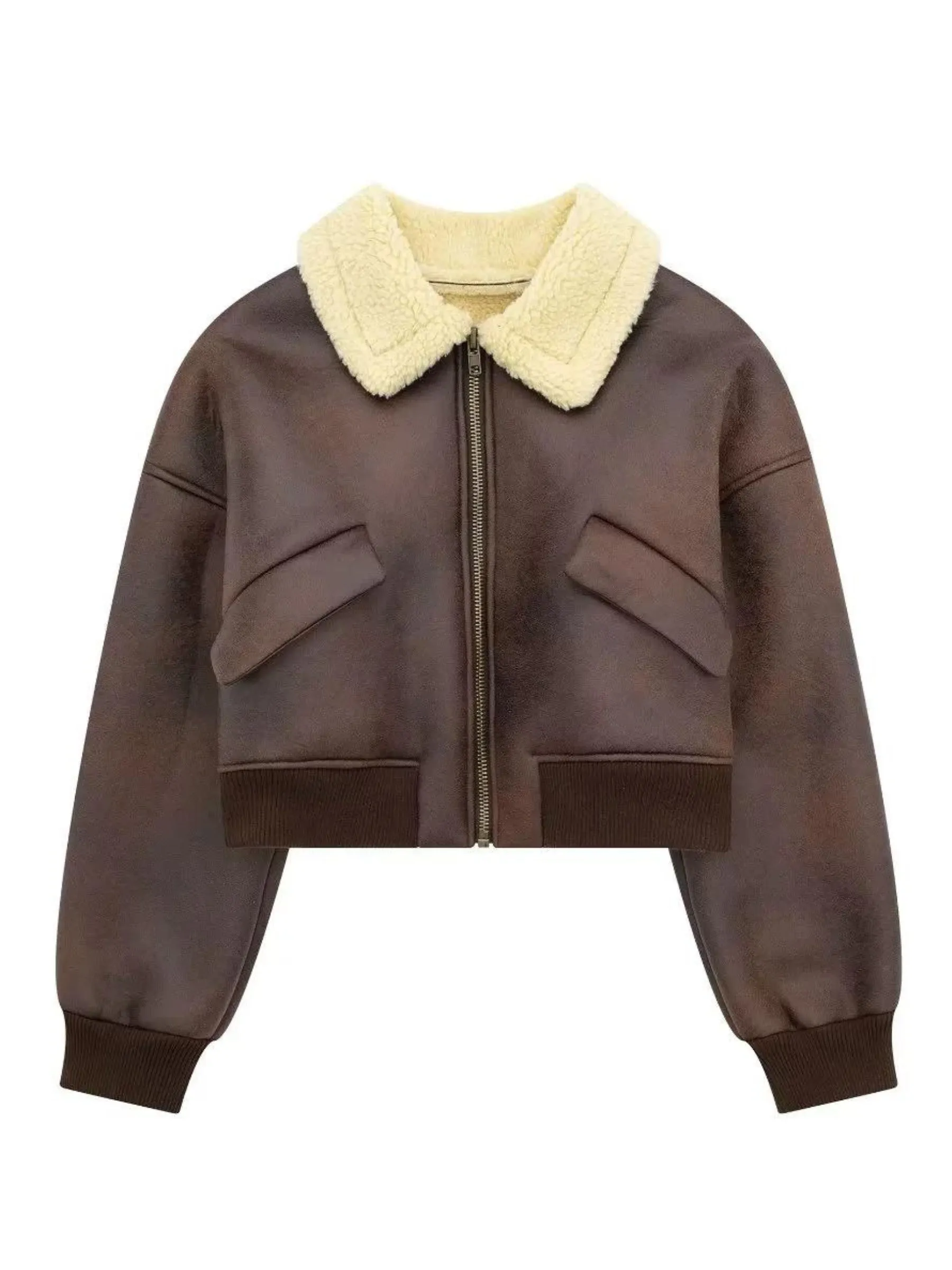 Fashionkova Cecily Faux Leather Crop Jacket