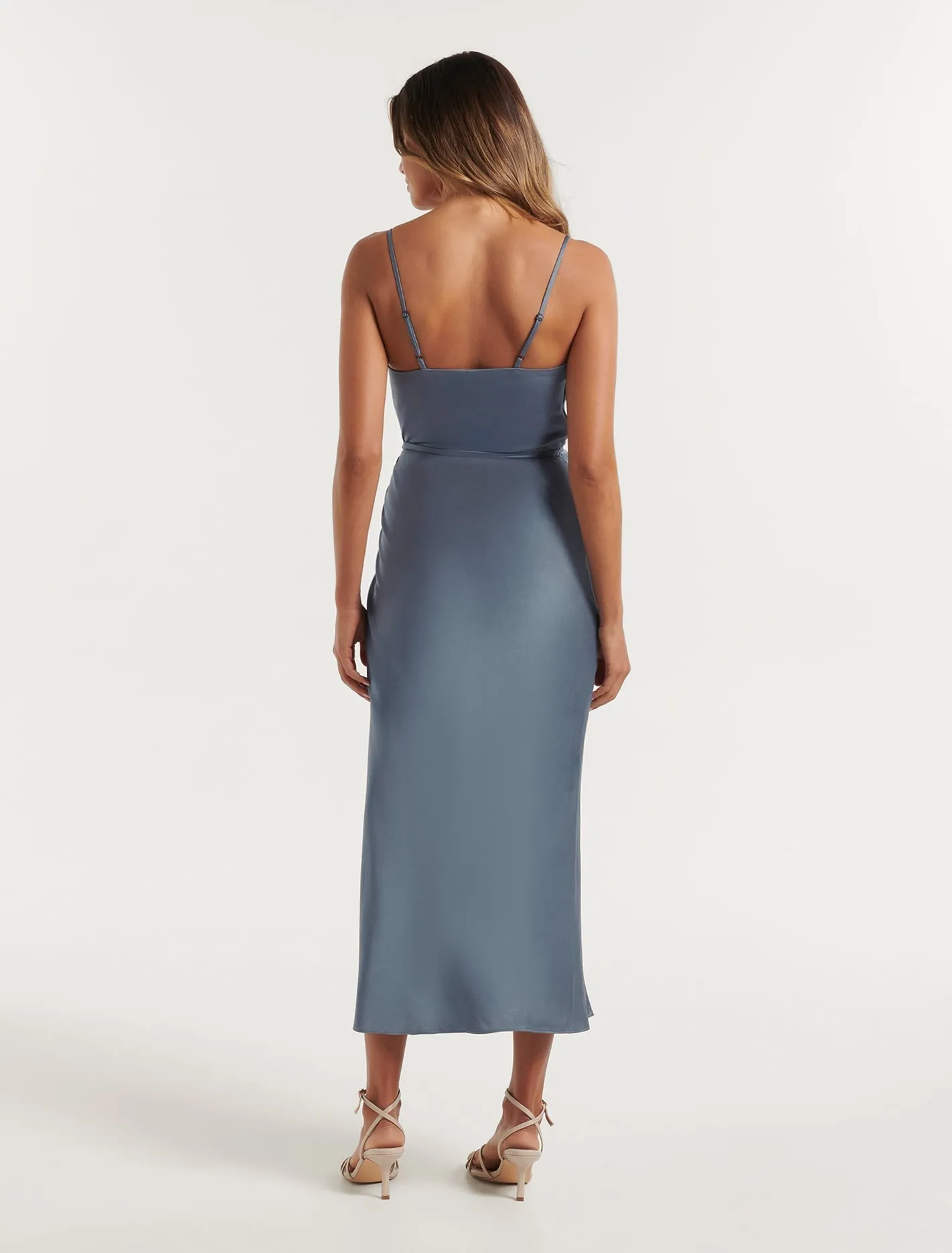 Fay Satin Cowl Ruched Slip Dress