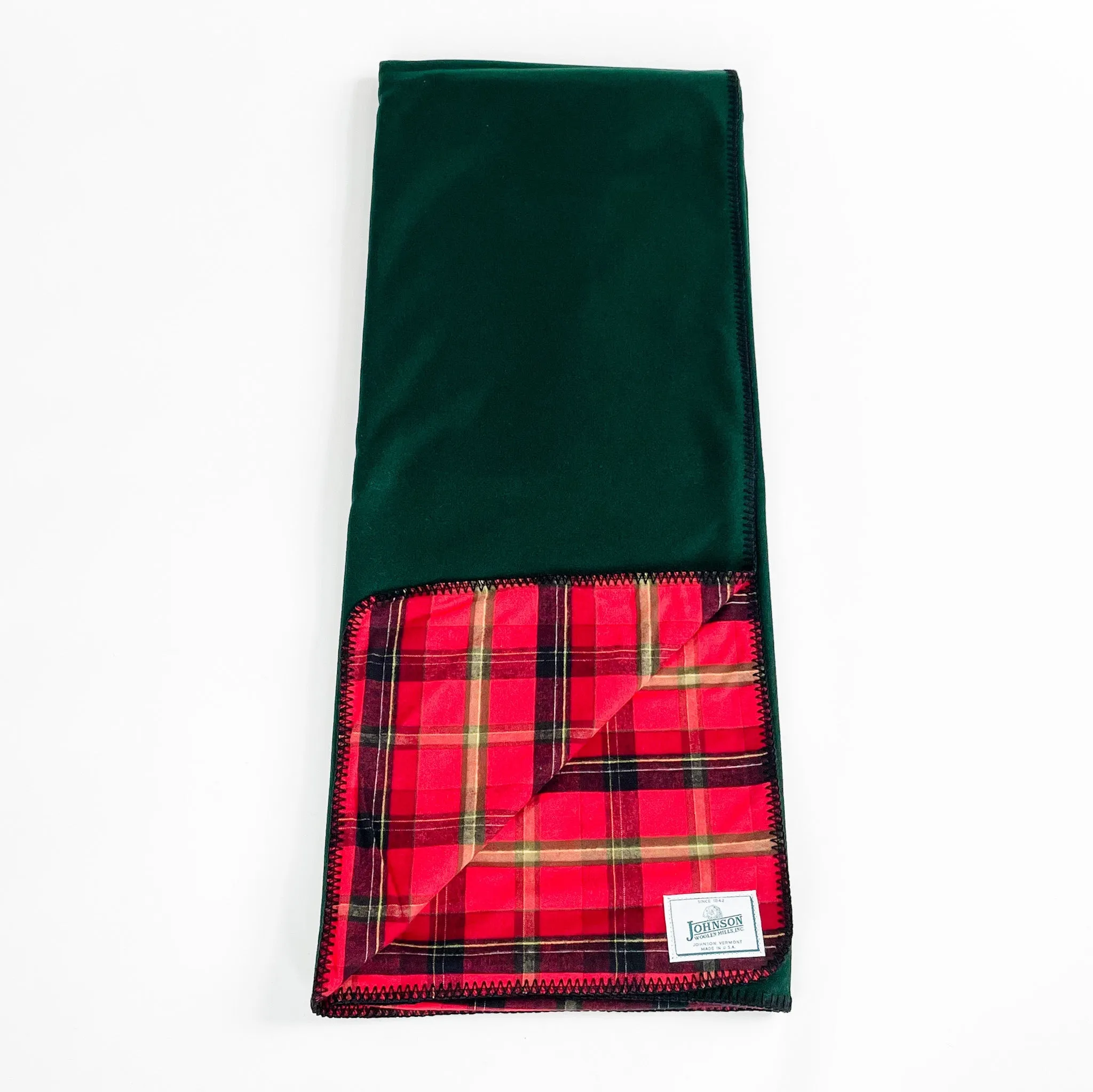 Flannel-Lined Wool Throw - Spruce Green