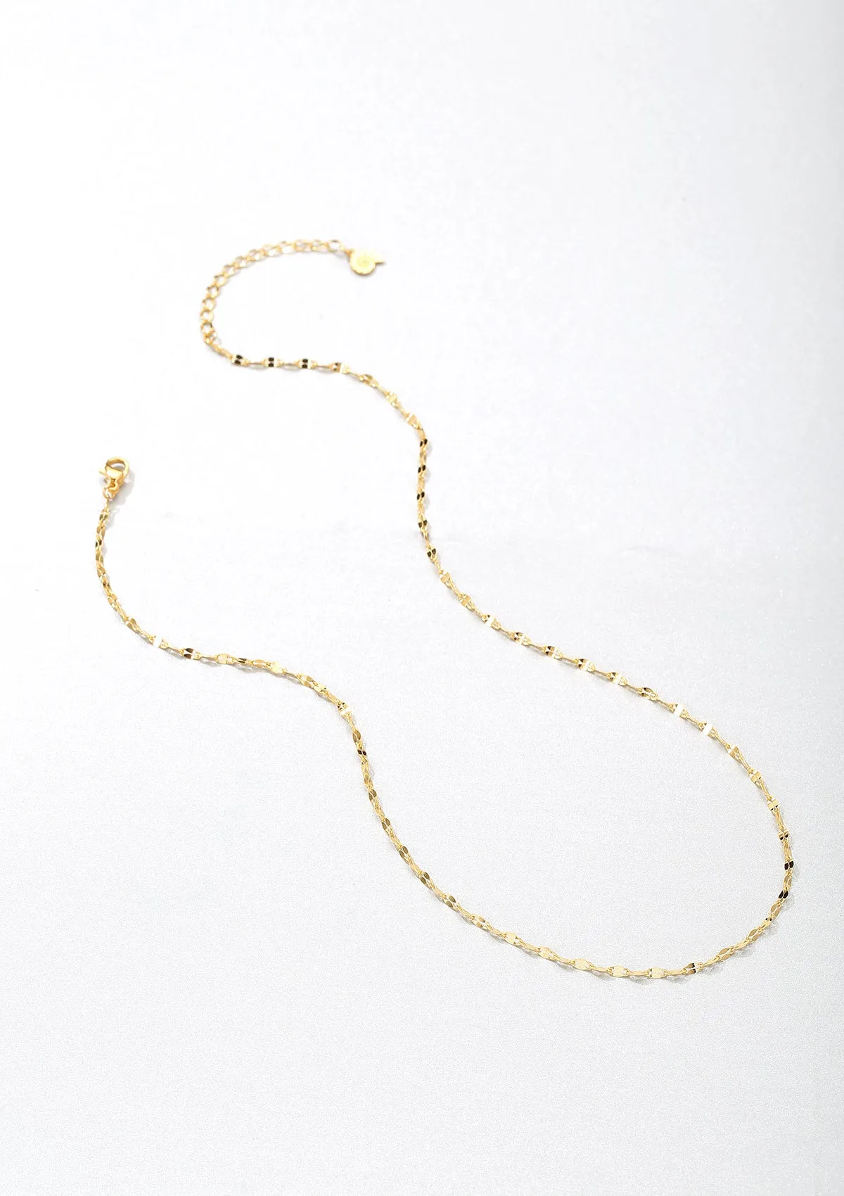 Flattened Rolo Chain Necklace Gold