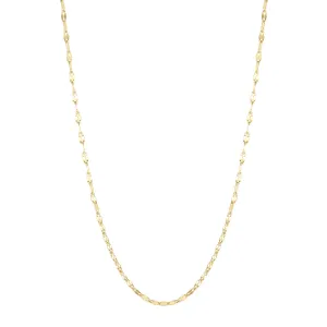 Flattened Rolo Chain Necklace Gold