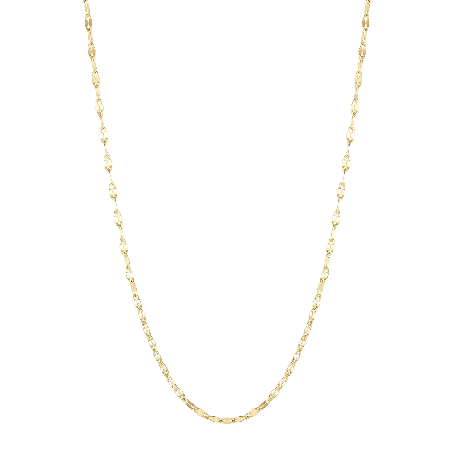 Flattened Rolo Chain Necklace Gold