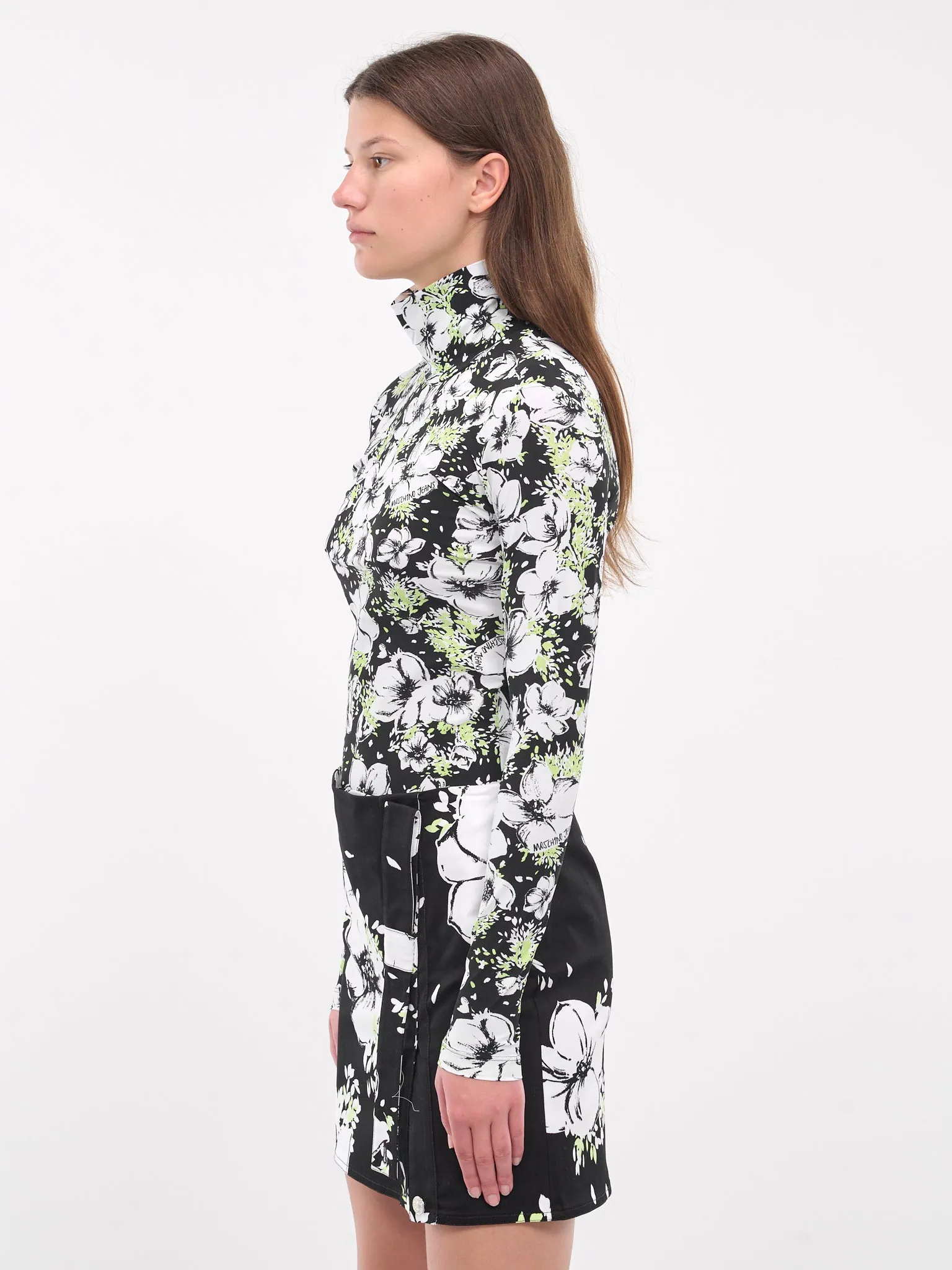 Floral Print Turtleneck (A1213-8741-MULTI-BLACK)