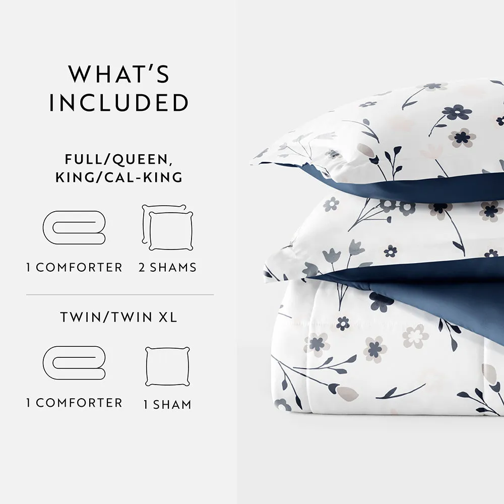 Forget Me Not Reversible Down-Alternative Comforter Set