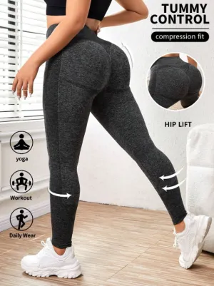 Gym Bunny Grey Tummy Control Gym Leggings - Plus