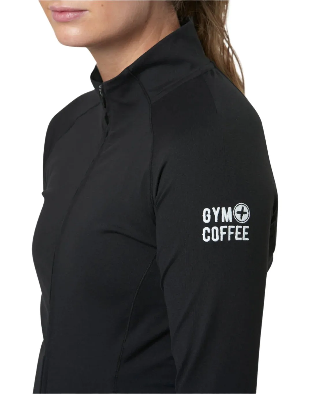 Gym Coffee Womens Adaptive Zip Jacket Black