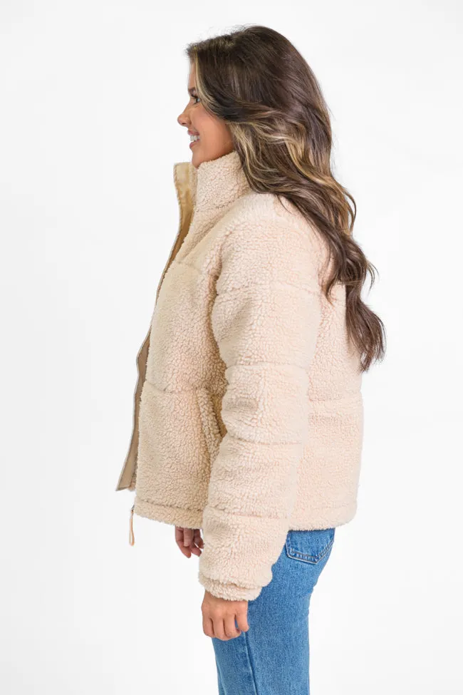 High Road Beige Sherpa Puffer Jacket SALE