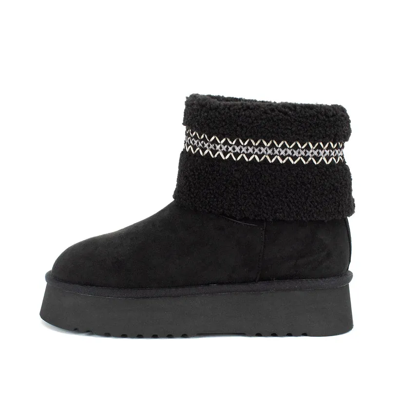 Hiraya Platform Mini Short Ankle Fur Fleece Lined Boot