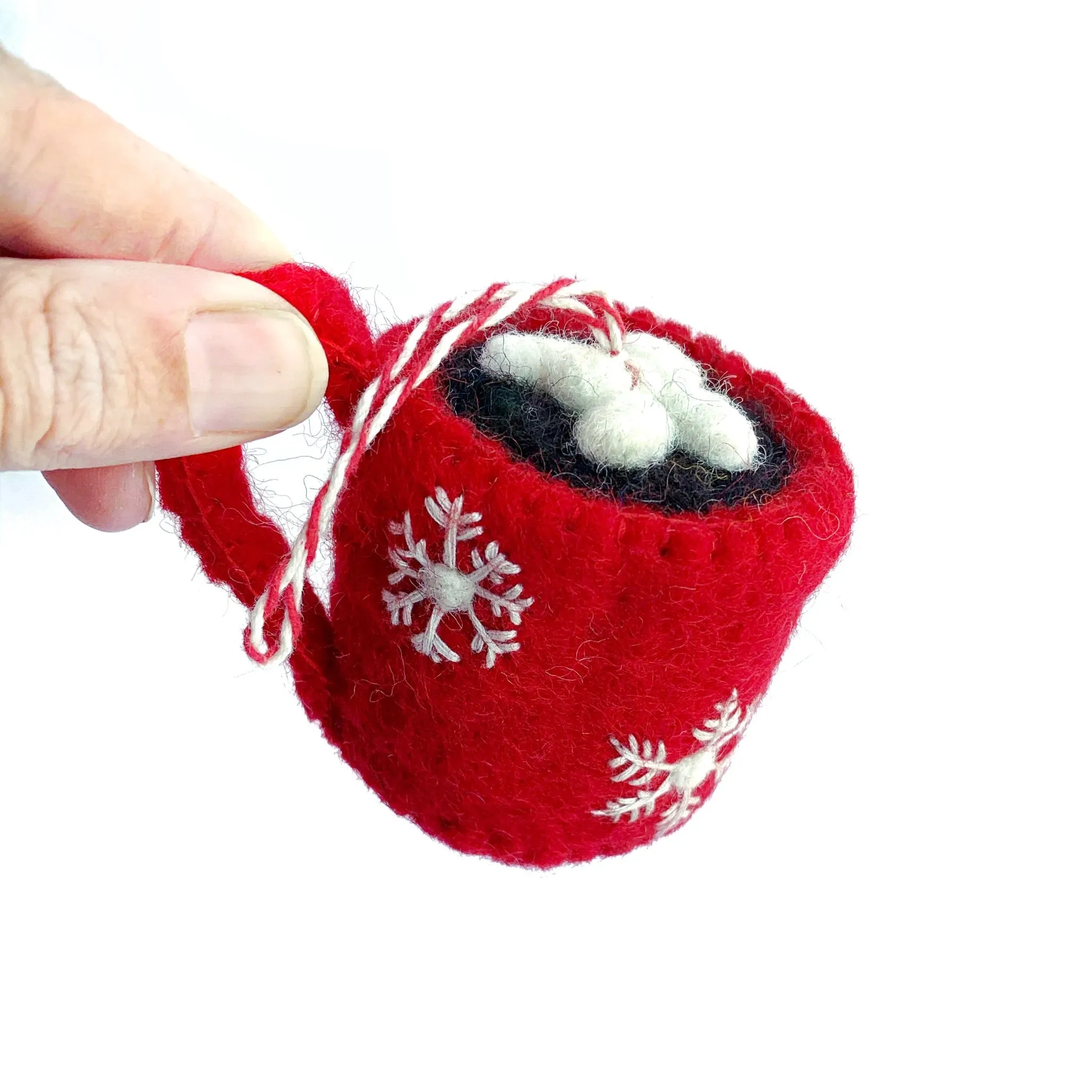 Hot Chocolate Ornament, Felt Wool