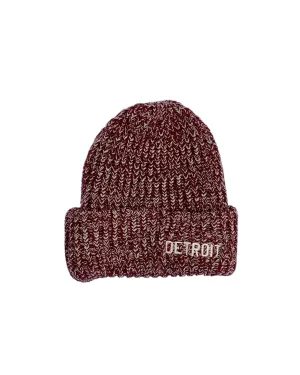 Ink Detroit Basic Detroit Lumberjack Knit Beanie with Cuff - Marled Maroon