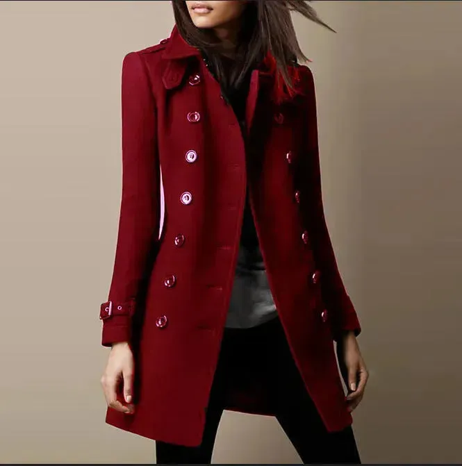 Ladies Spring Winter Long Jacket Wool Trench Coat Winter Workwear