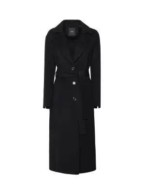 Long Black Cloth Coat with Pockets