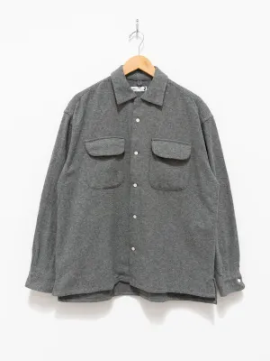 Mixed Color Cotton Round Flap Pocket Baggy Shirt - Gray