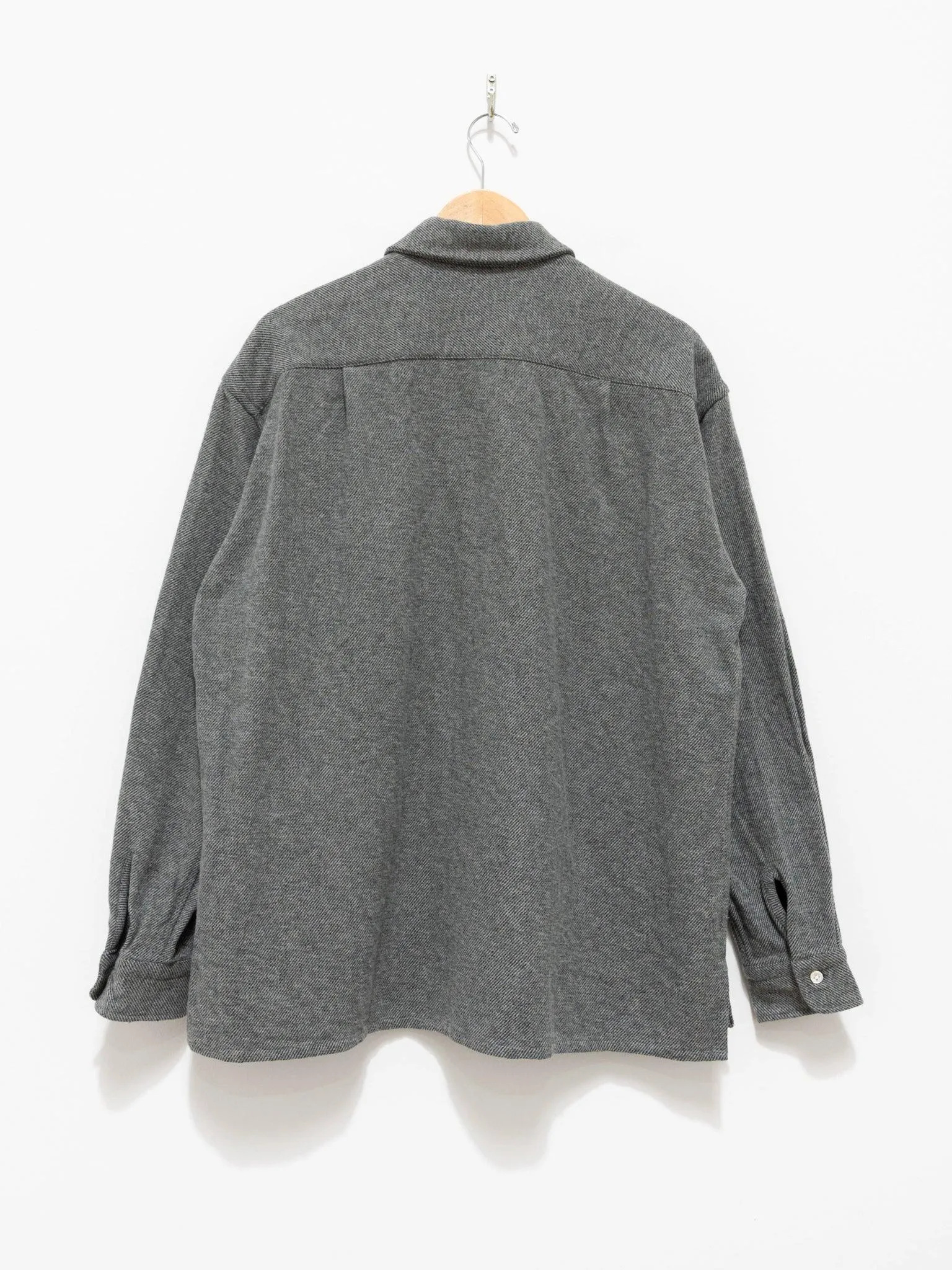 Mixed Color Cotton Round Flap Pocket Baggy Shirt - Gray