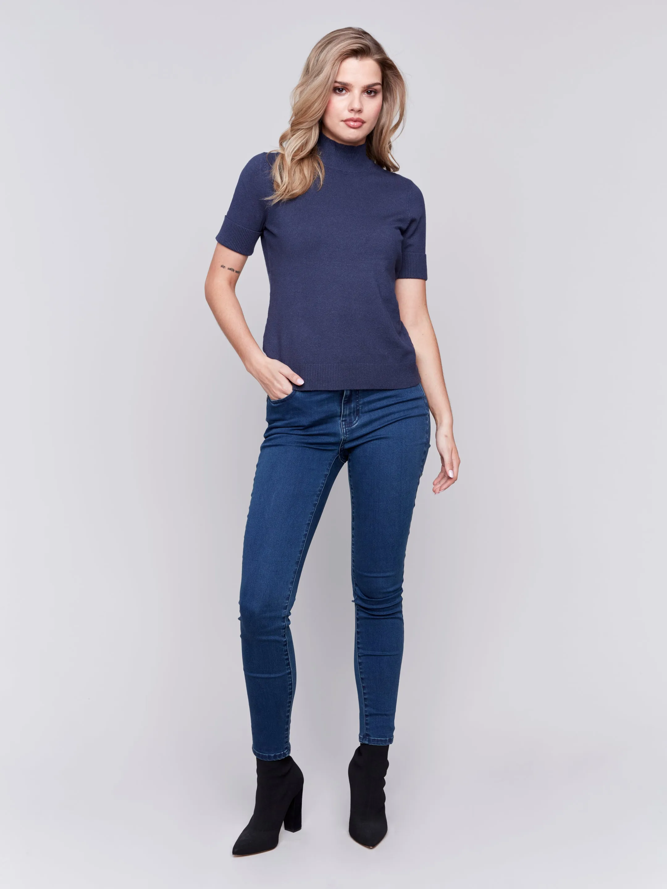 Mock Neck Basic Top