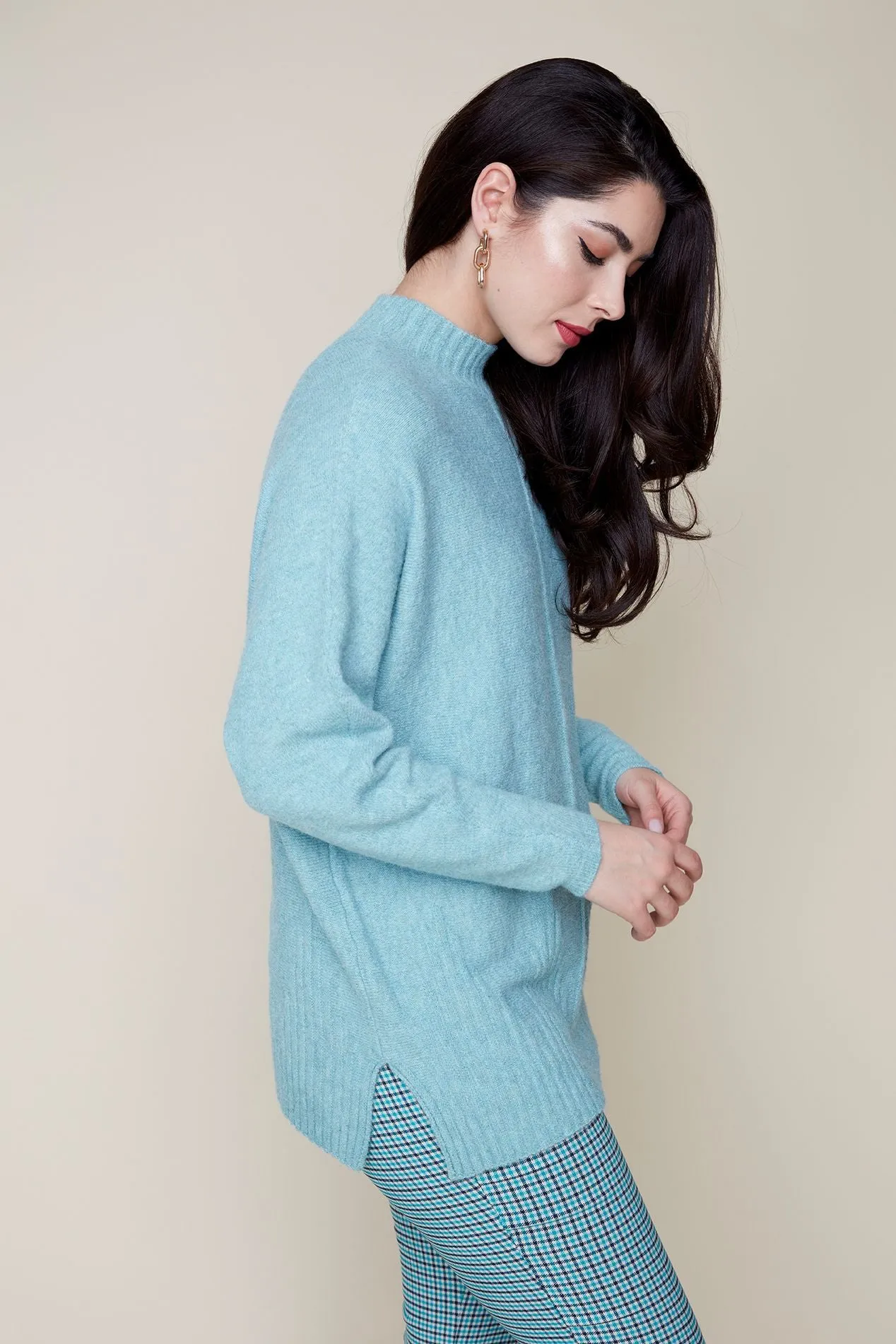 Mock Neck Dolman Knit Sweater