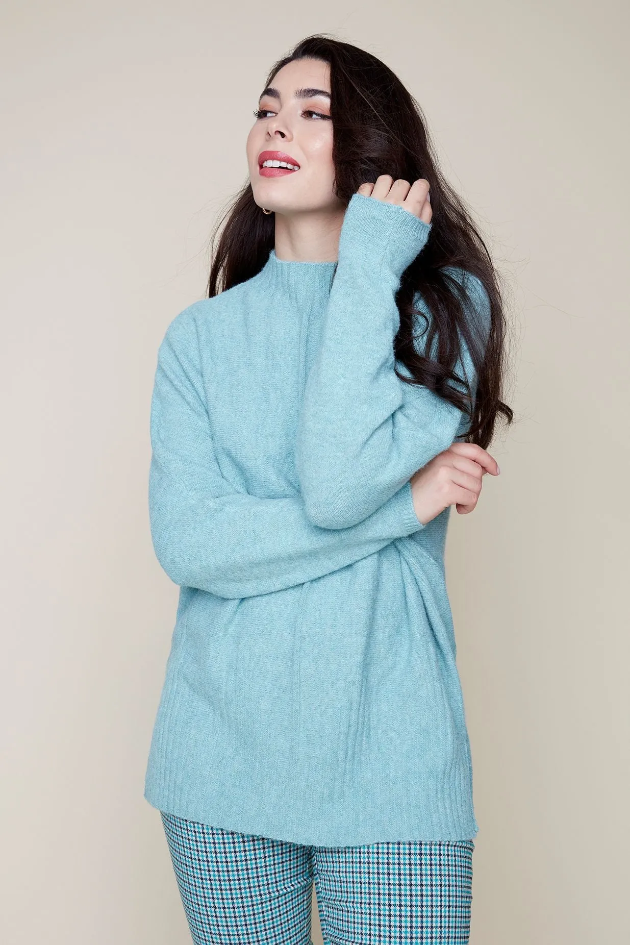 Mock Neck Dolman Knit Sweater