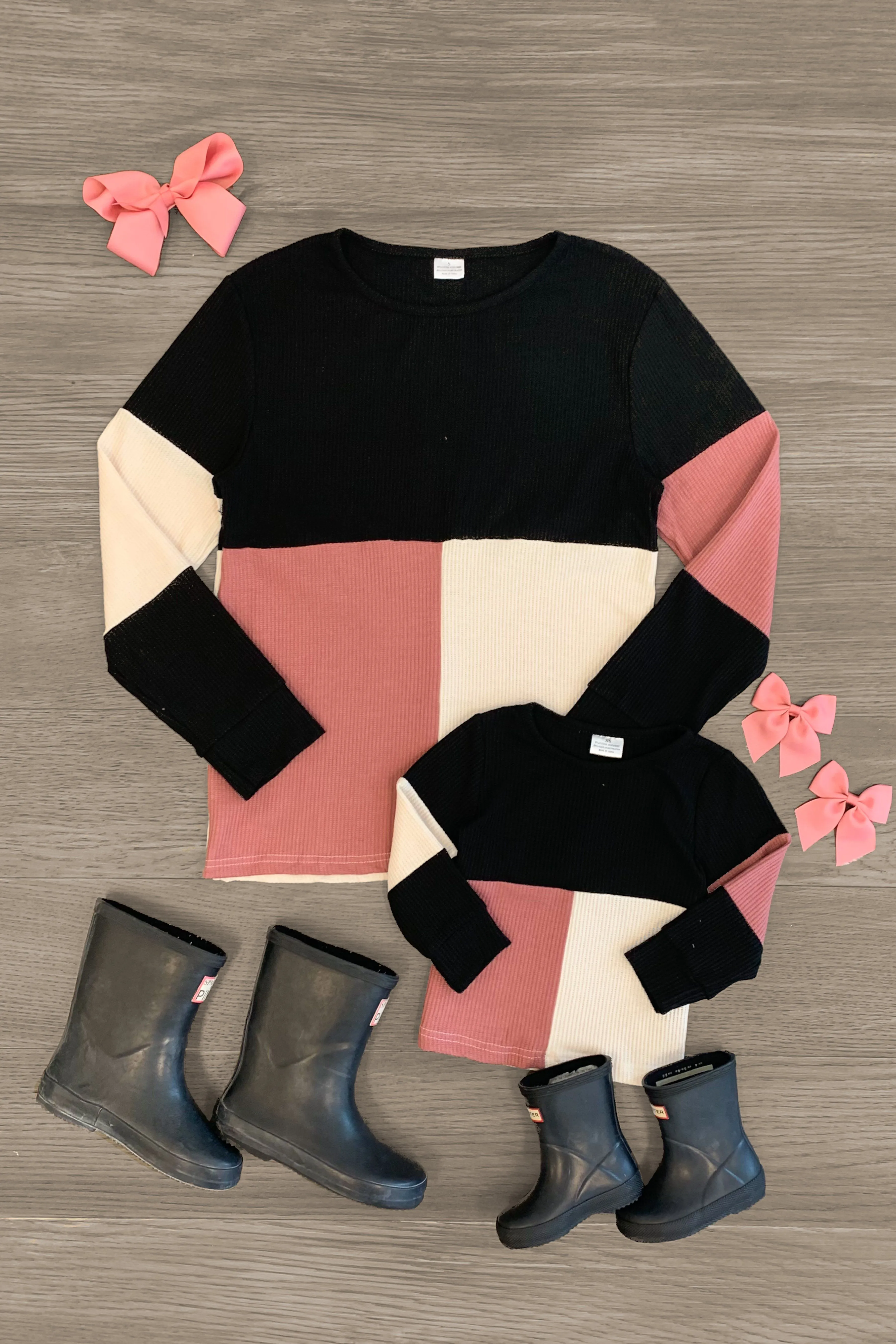 Mom & Me - Color Block Waffle Knit Top