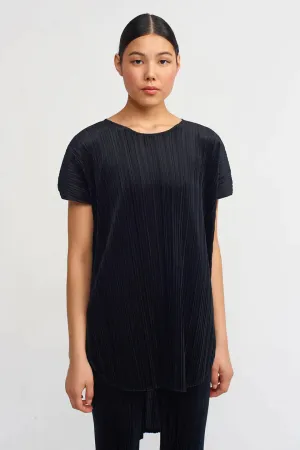 Nu Velvet Pleated Top Black