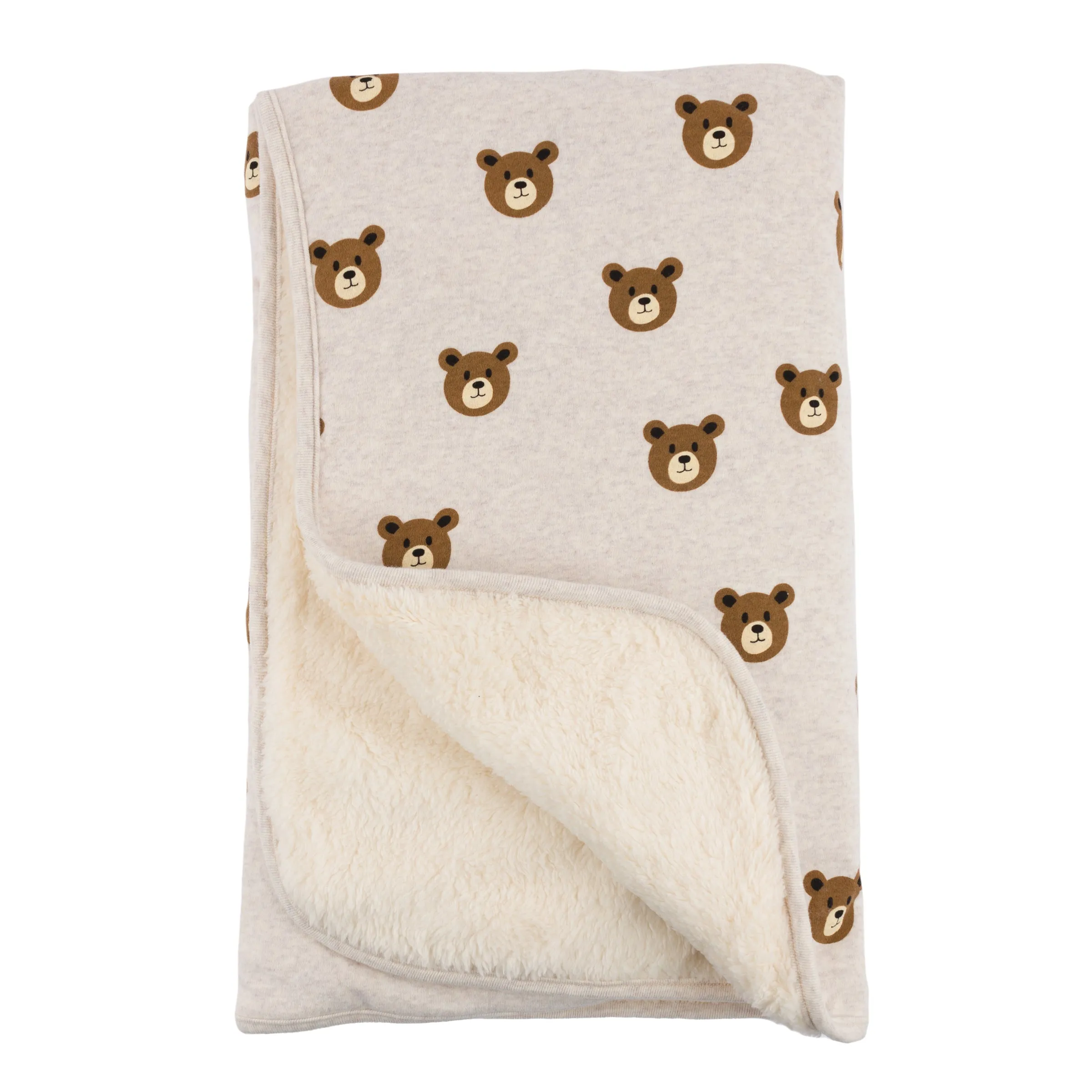 oh baby! Snowdrift Layette Blanket - Teddy Bear Face Print - Malt