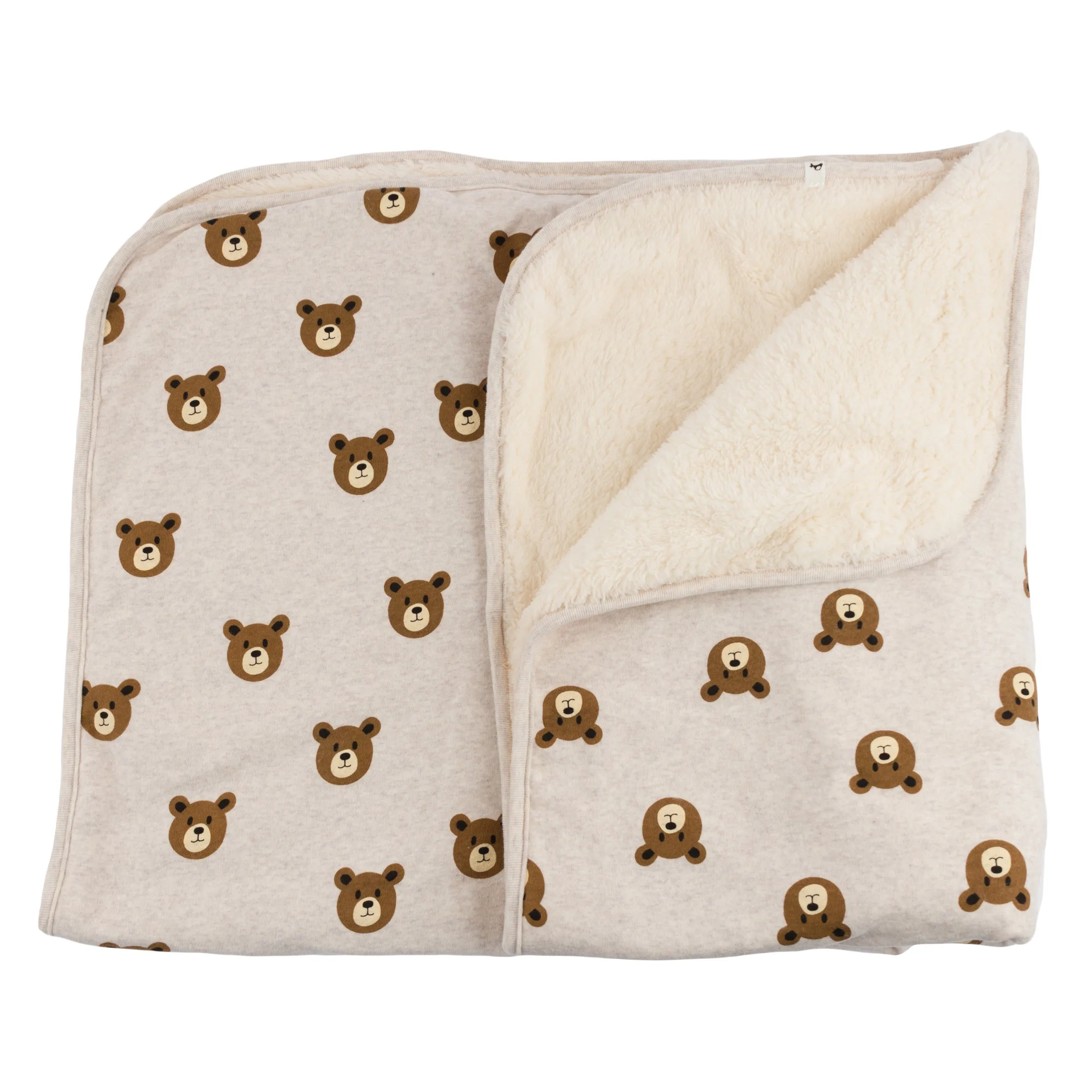 oh baby! Snowdrift Layette Blanket - Teddy Bear Face Print - Malt