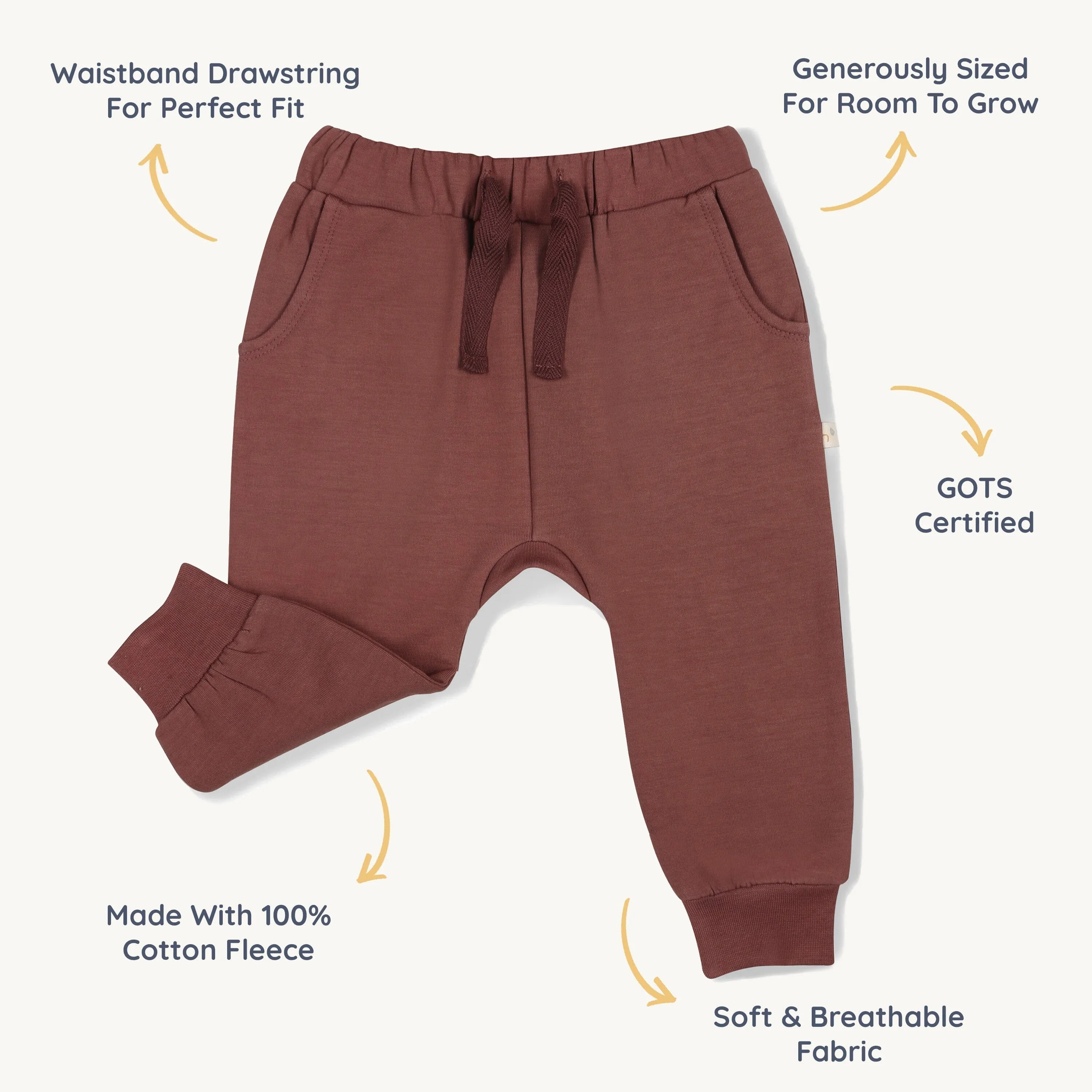 Organic Fleece Jogger Pants | Plum