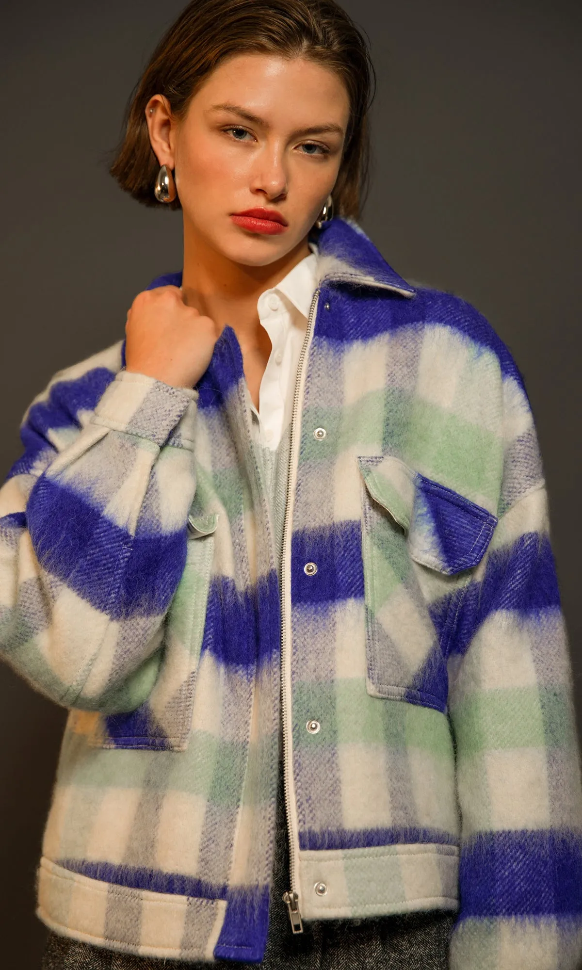 Peyton Plaid Cozy Knit Jacket