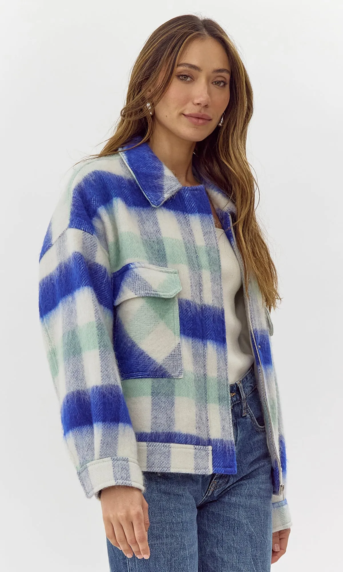 Peyton Plaid Cozy Knit Jacket