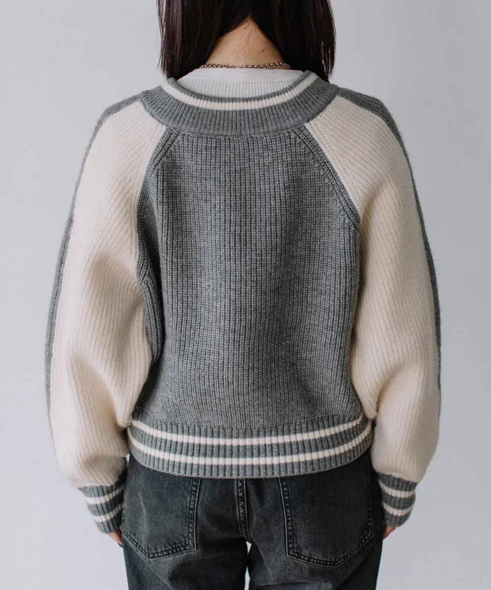 raglan zip knit tops