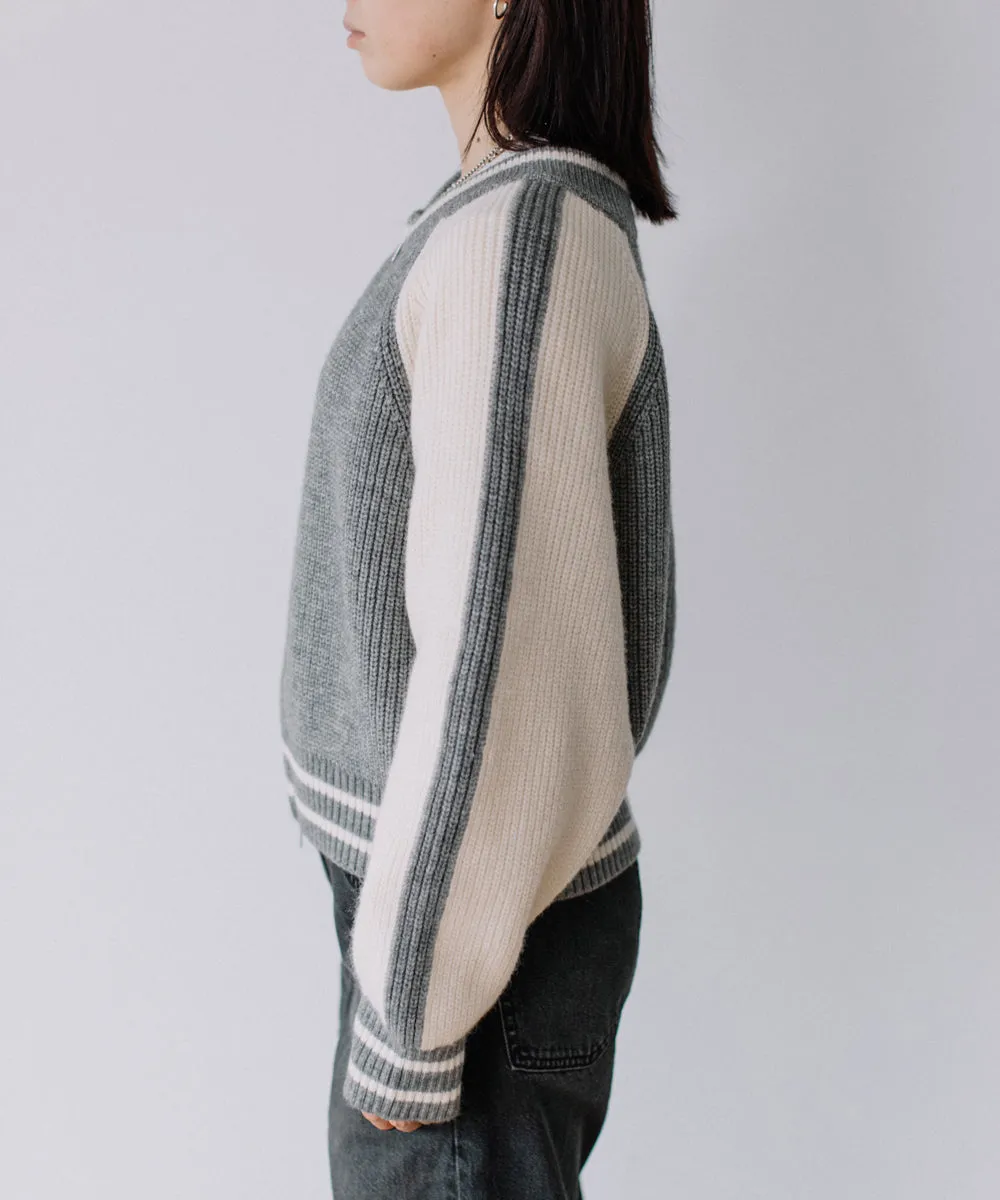 raglan zip knit tops